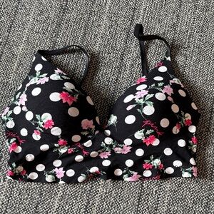 PINK Victoria's Secret Black Floral Polka Dot Bralette